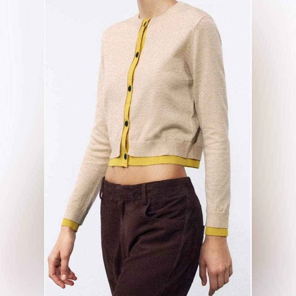 Zara Stylish Beige and Yellow/Beige Women's cardigan 💛🤎
